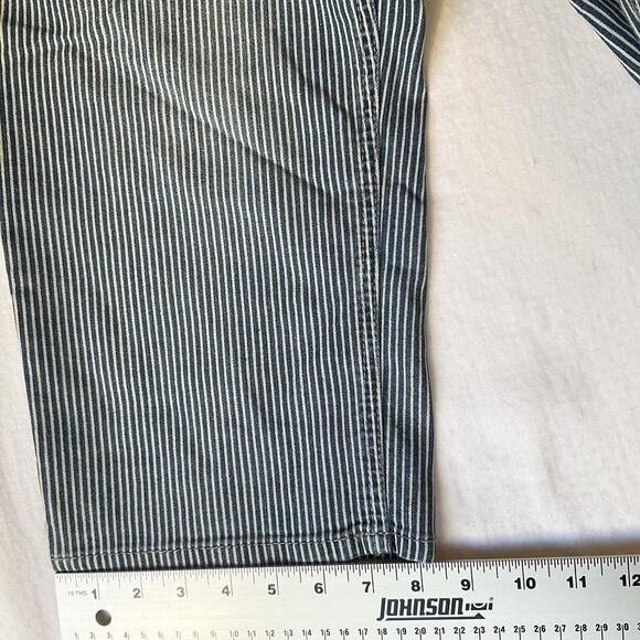 Avenue Women Jeans 16 Blue Denim Striped Capri Virtual Stretch Button 21" - Picture 8 of 10